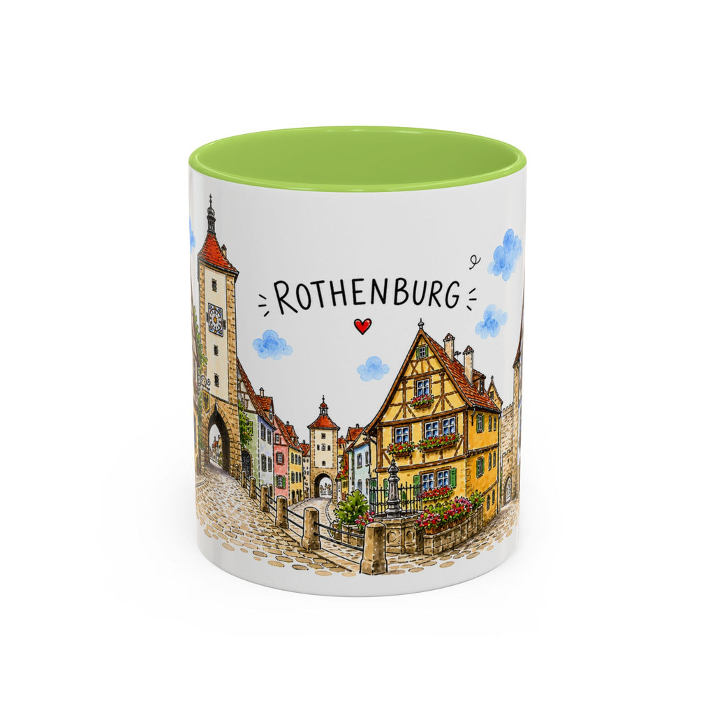 Rothenburg Illustrated Travel Mug | Germany Souvenir Accent Coffee Mug | 11oz 15oz Ceramic Cup