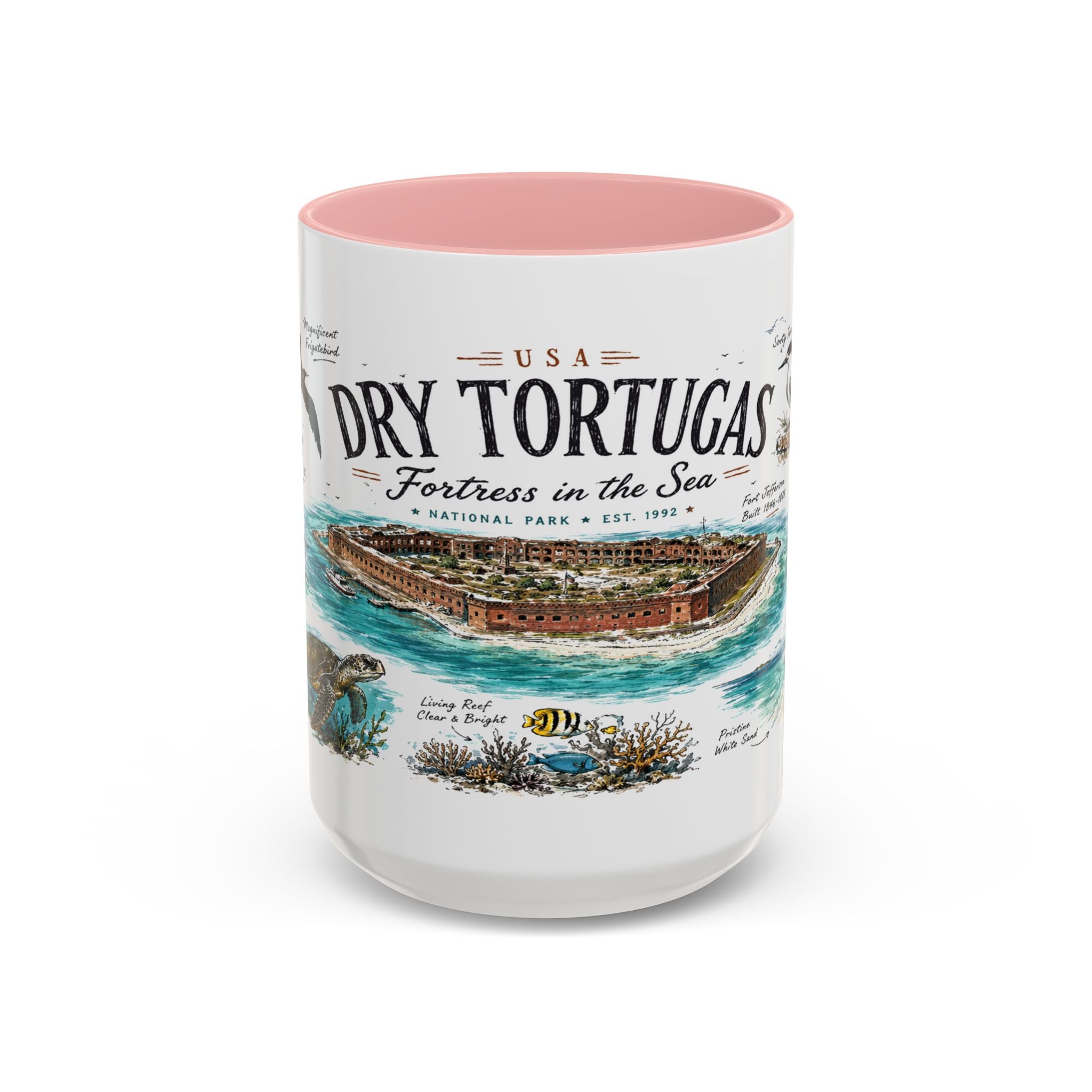 Dry Tortugas National Park Coffee Mug | Florida Island Fort Snorkeling Gift | Accent Color Ceramic 11oz 15oz