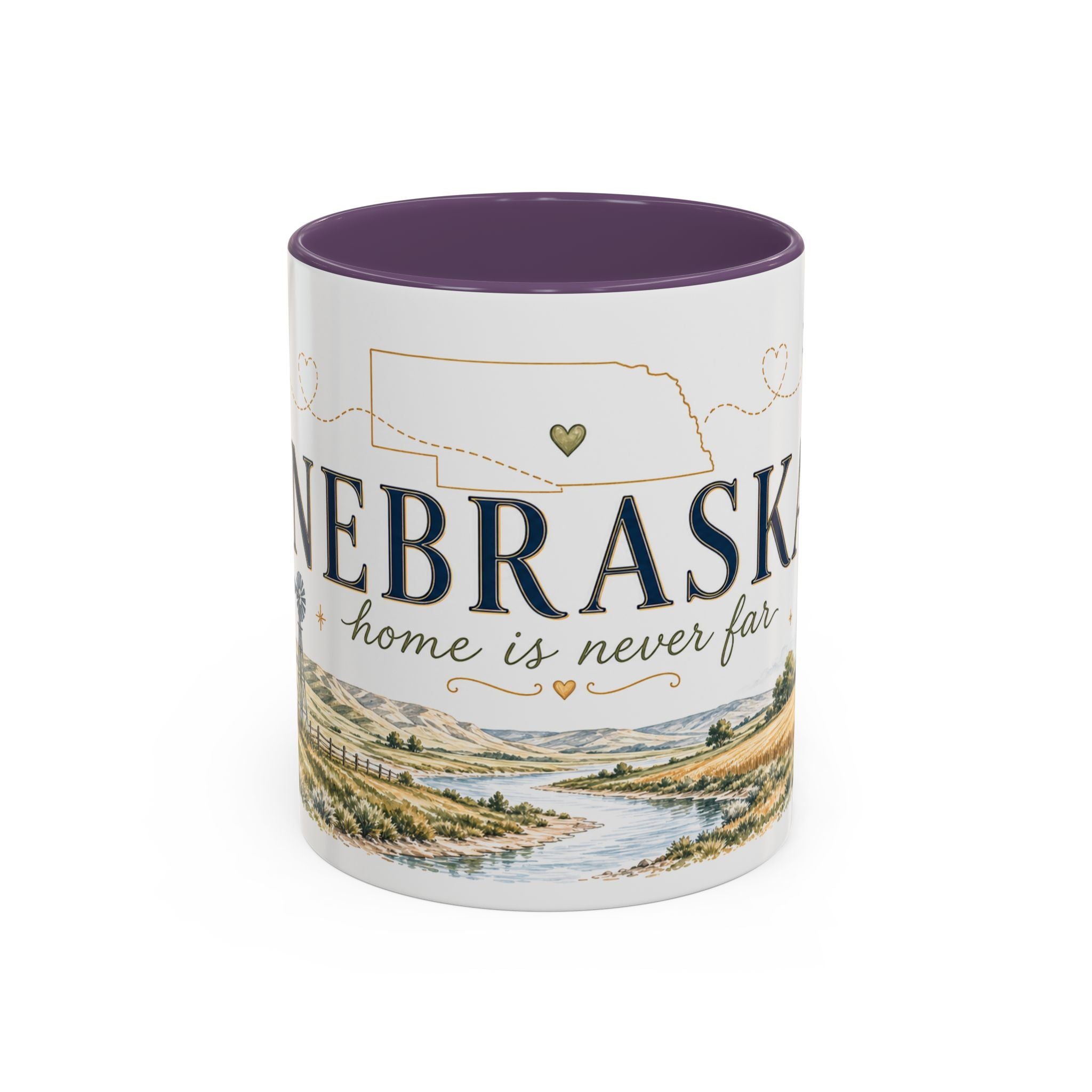 Nebraska State Mug | Moving Away, Long Distance Friendship Gift | Botanical Landscape Accent Mug