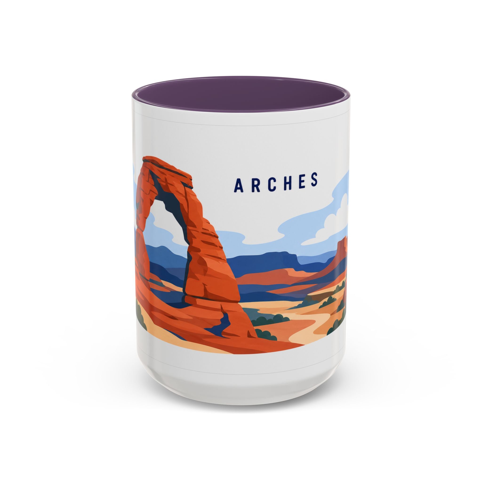 Arches National Park Coffee Mug | Solid Color Block Park Souvenir | 11oz 15oz Accent Mug
