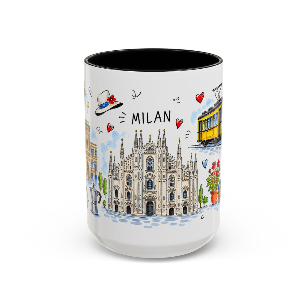 Milan Travel Mug | European City Souvenir Accent Coffee Mug | 11oz 15oz Ceramic Cup