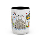 Milan Travel Mug | European City Souvenir Accent Coffee Mug | 11oz 15oz Ceramic Cup