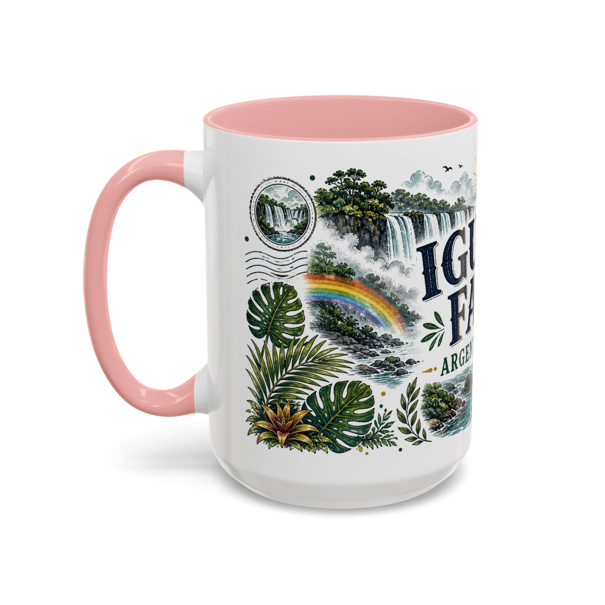 Iguazu Falls Coffee Mug | Travel Destination Souvenir Gift | Accent Color Ceramic 11oz 15oz