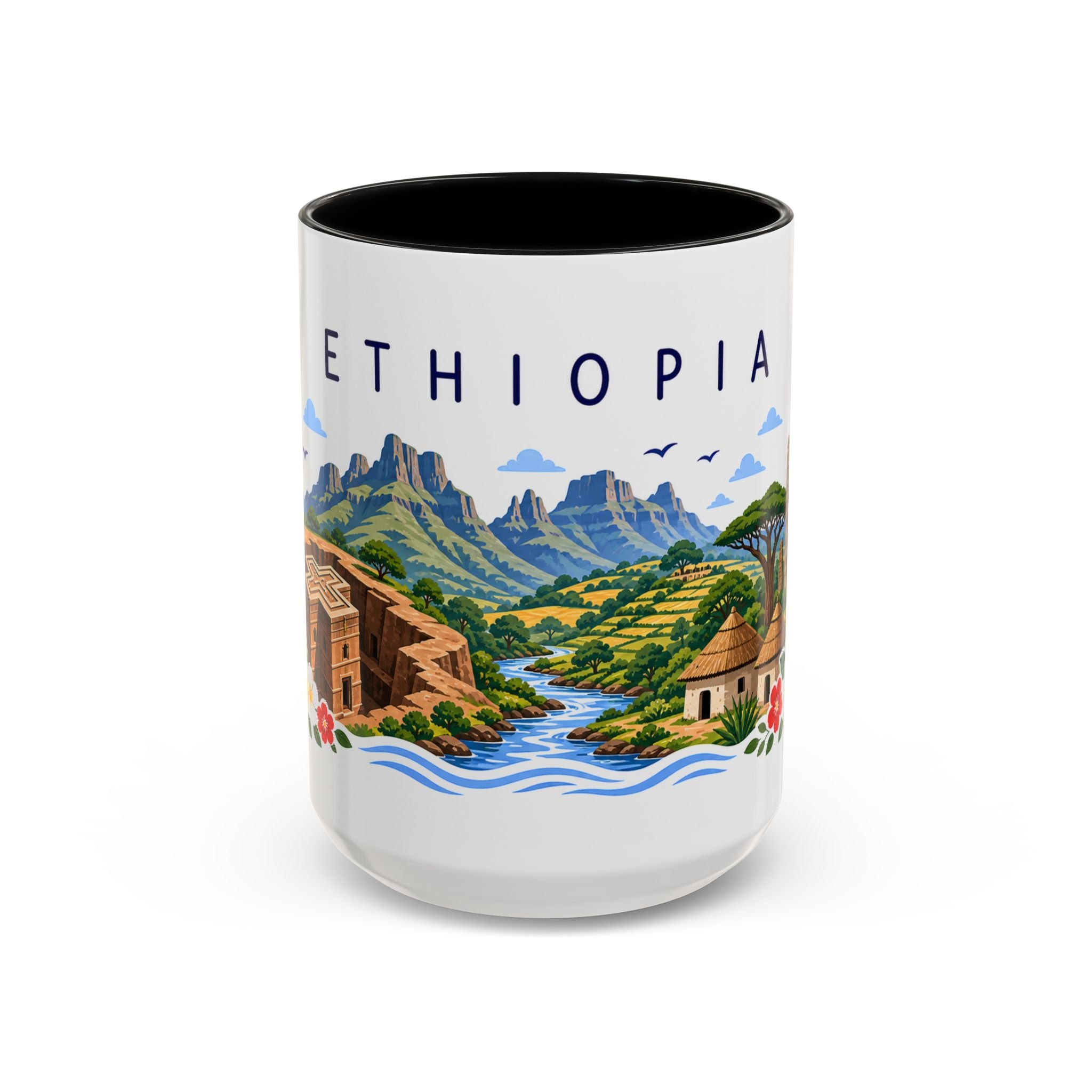 Ethiopia Coffee Mug | Travel Souvenir Accent Mug | Place Gift Ceramic Cup 11oz 15oz
