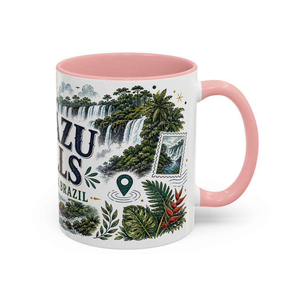 Iguazu Falls Coffee Mug | Travel Destination Souvenir Gift | Accent Color Ceramic 11oz 15oz