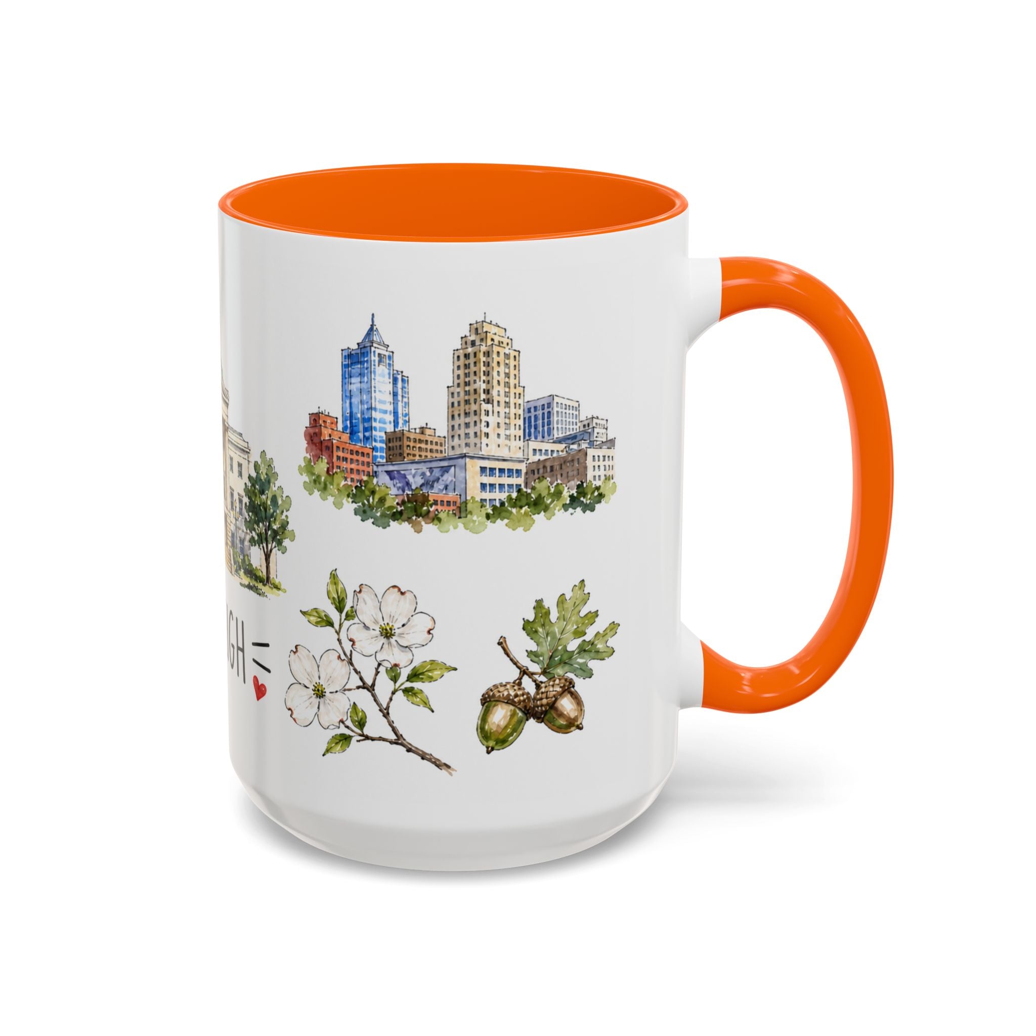 Raleigh Illustrated Travel Mug | City Souvenir Accent Coffee Mug | 11oz 15oz Ceramic Cup