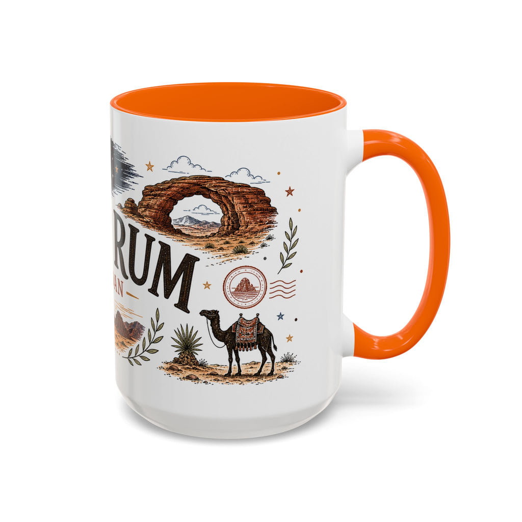 Wadi Rum Coffee Mug | Travel Destination Souvenir Gift | Accent Color Ceramic 11oz 15oz
