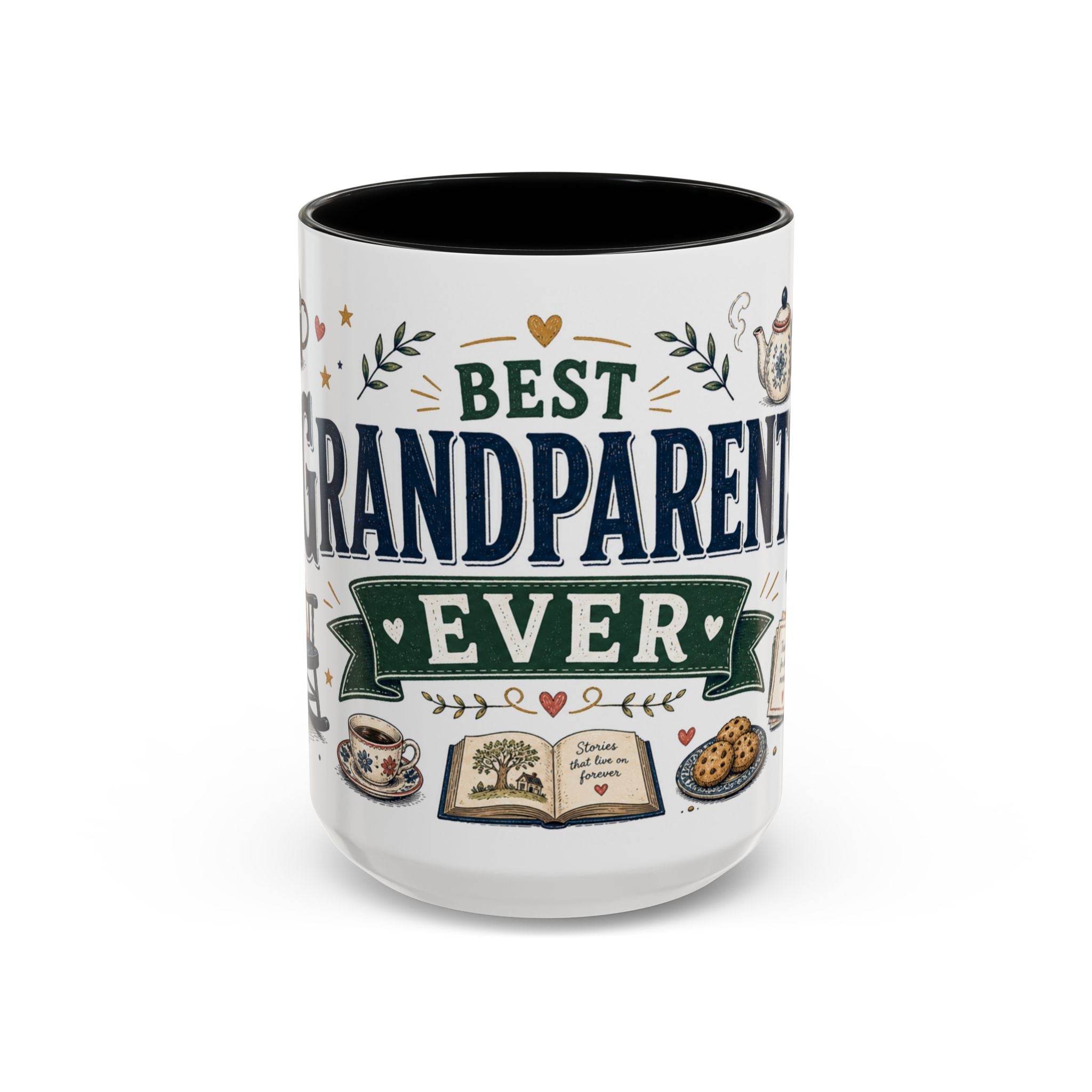 Best Grandparents Ever Coffee Mug | Gift From Grandkids | Accent Color Ceramic 11oz 15oz