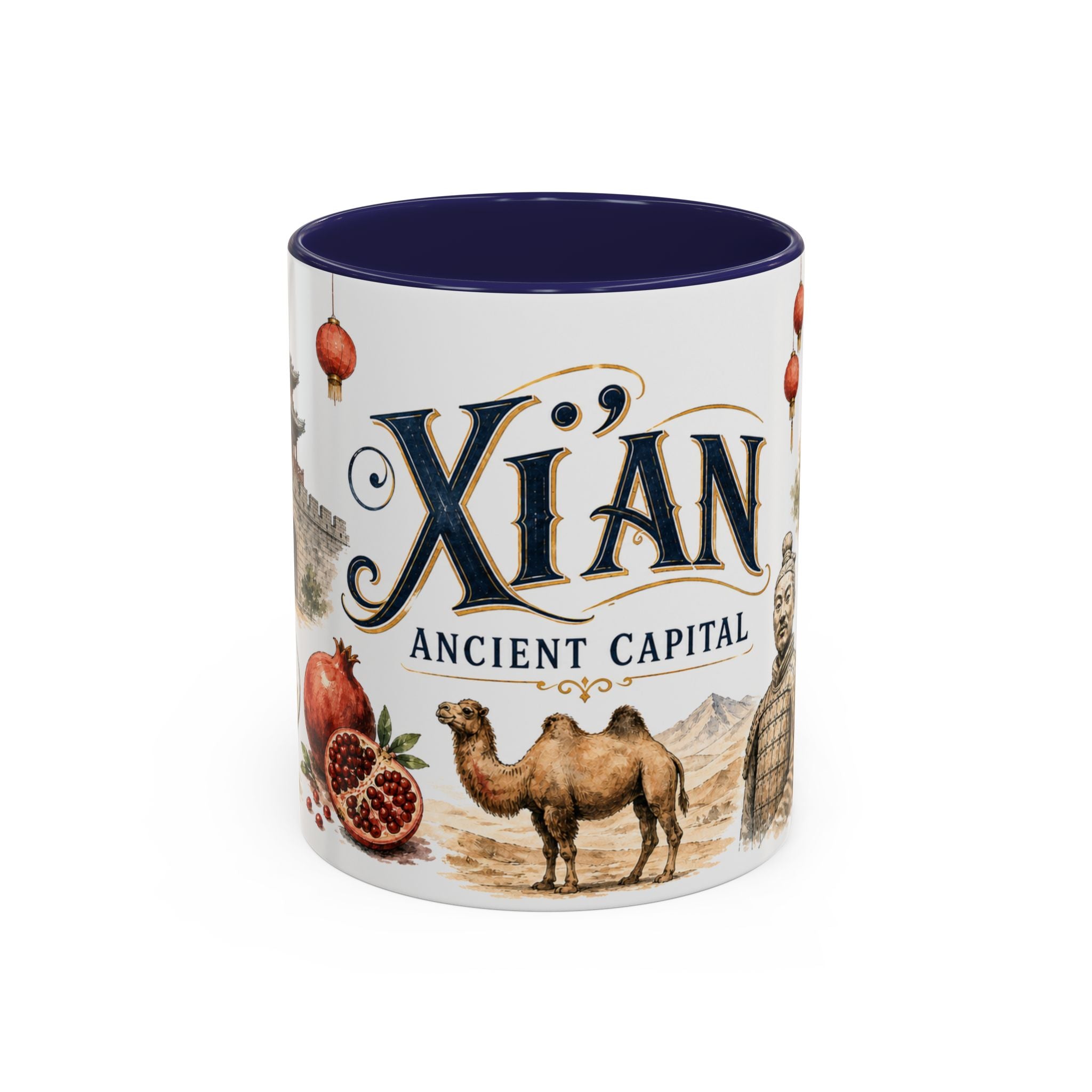 Xi'an Coffee Mug | China Travel Souvenir | Vintage Illustrated City Gift | 11 oz 15 oz Accent Mug