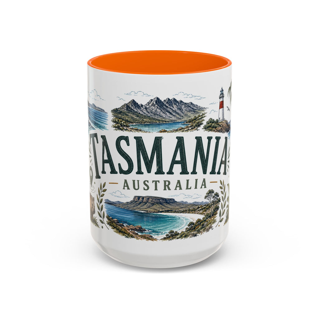 Tasmania Coffee Mug | Travel Destination Souvenir Gift | Accent Color Ceramic 11oz 15oz