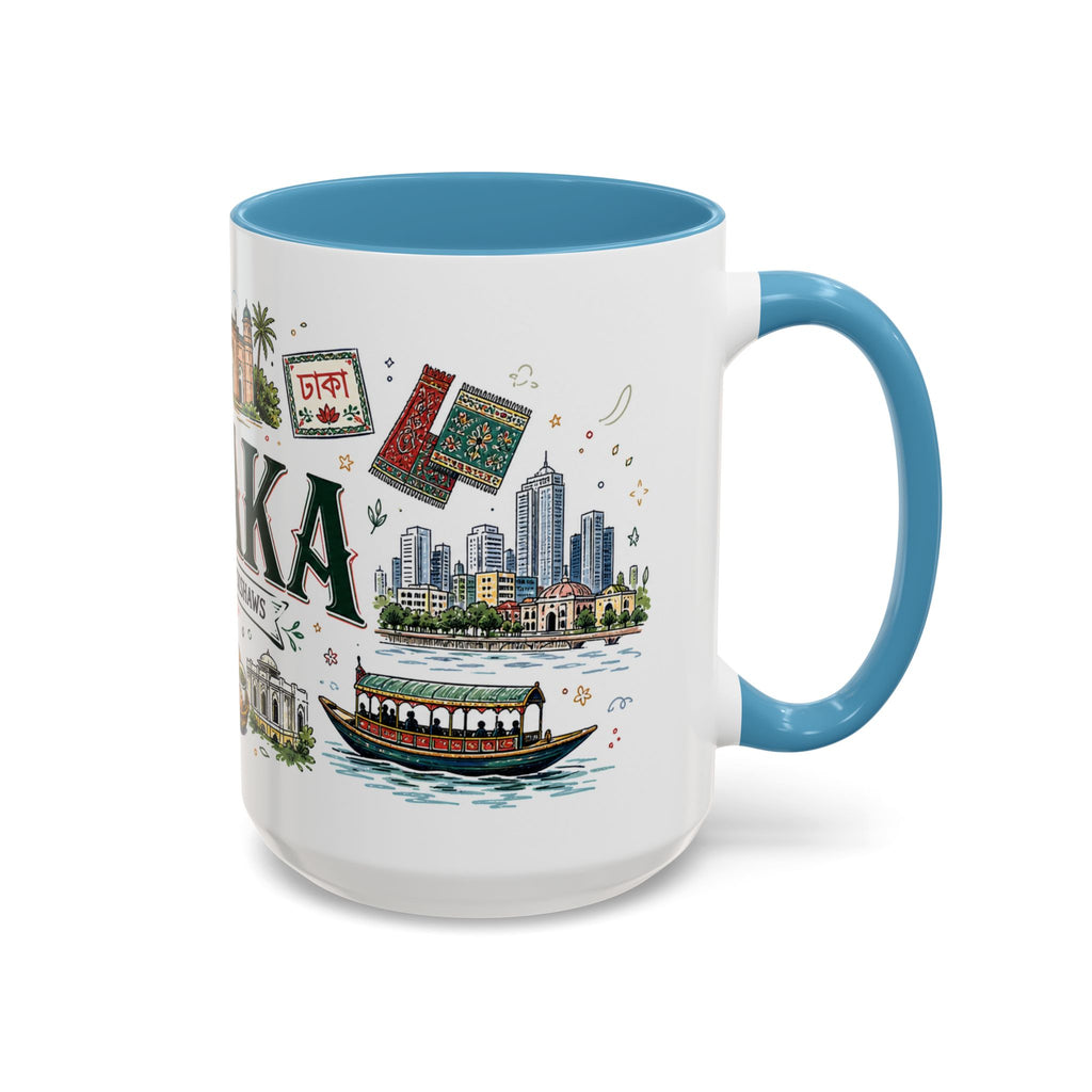 Dhaka Coffee Mug | Bangladesh Souvenir Travel Gift | Accent Color Ceramic 11oz 15oz