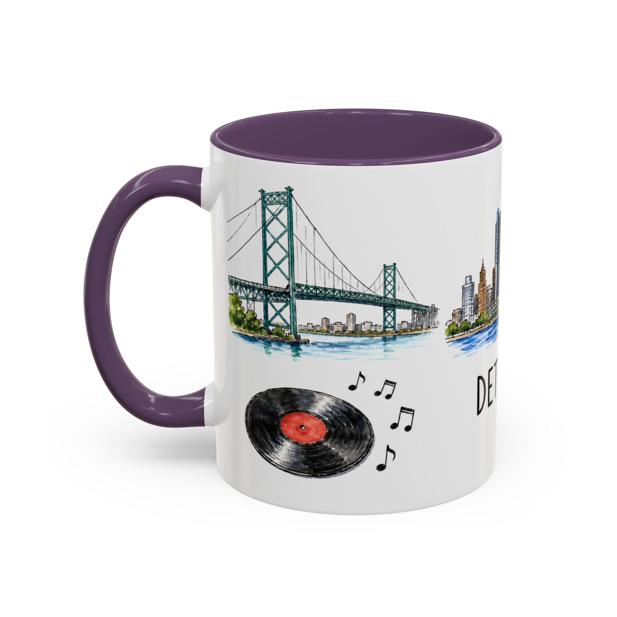 Detroit Illustrated Travel Mug | City Souvenir Accent Coffee Mug | 11oz 15oz Ceramic Cup