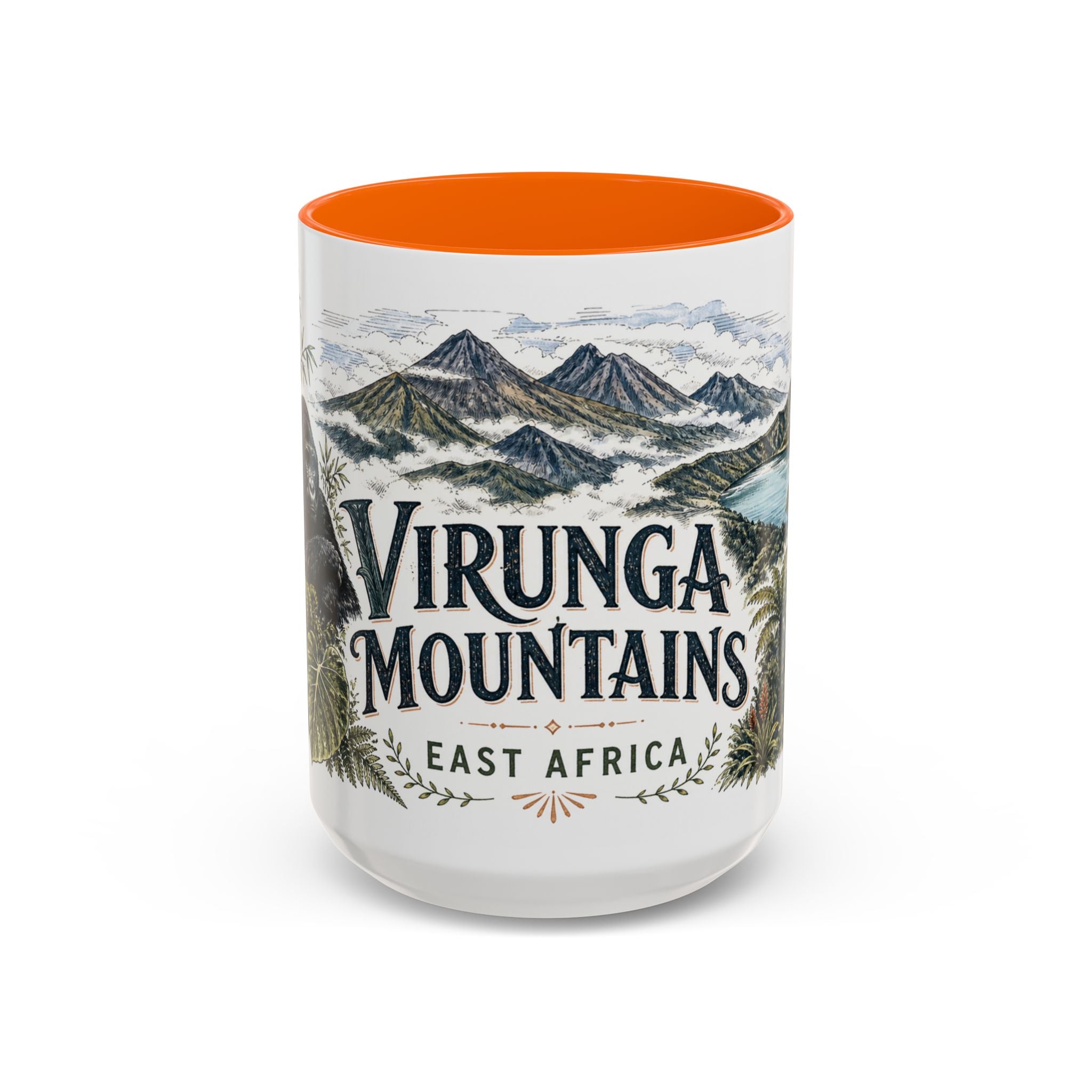 Virunga Mountains Mug, East Africa Travel Souvenir, Bucket List Gift, Accent Ceramic Coffee Mug 11oz 15oz