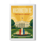 Washington DC White House United States Framed Poster | Vintage Travel Wall Art | Black Walnut White Frame | 16x24 20x30