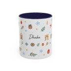 Dhaka Christmas Mug | Watercolor Travel Souvenir | Holiday Gift | Accent Ceramic Coffee Cup 11oz 15oz