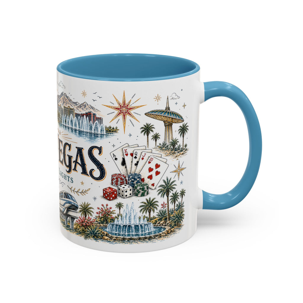Las Vegas Coffee Mug | United States Travel Souvenir | Vintage Illustrated City Gift | 11 oz 15 oz Accent Mug