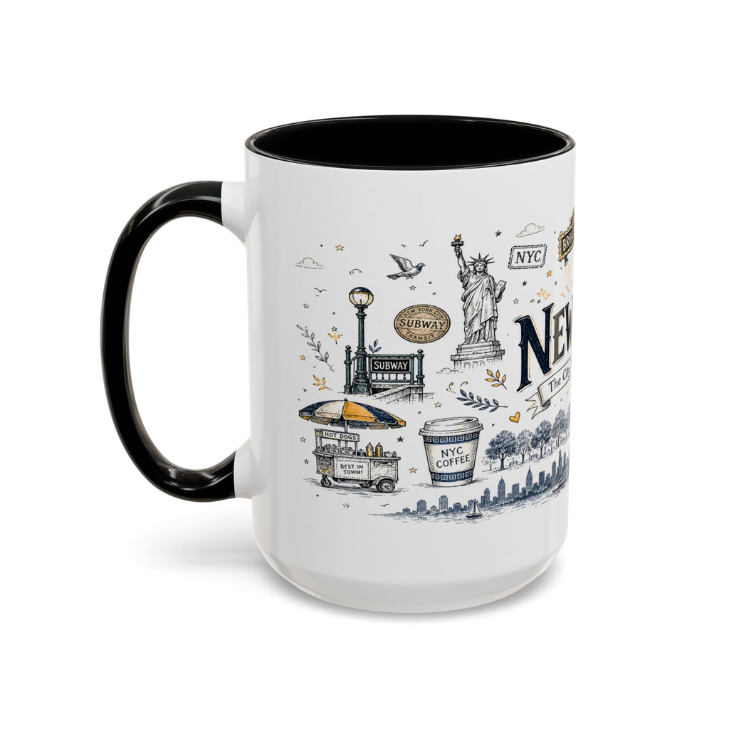 New York City Coffee Mug | New York Souvenir Travel Gift | Accent Color Ceramic 11oz 15oz