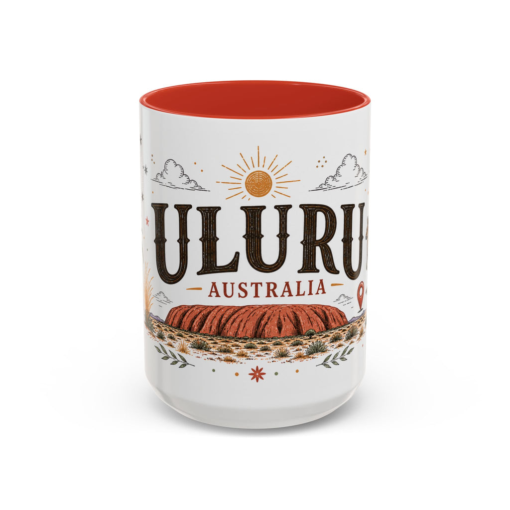 Uluru Coffee Mug | Travel Destination Souvenir Gift | Accent Color Ceramic 11oz 15oz