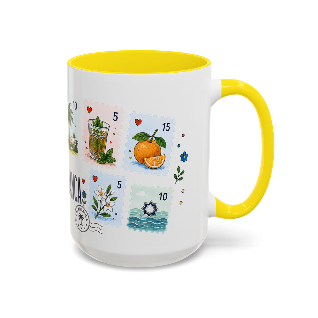 Casablanca Coffee Mug | Postage Stamp Collage Mug | Travel Souvenir Accent Cup 11oz 15oz
