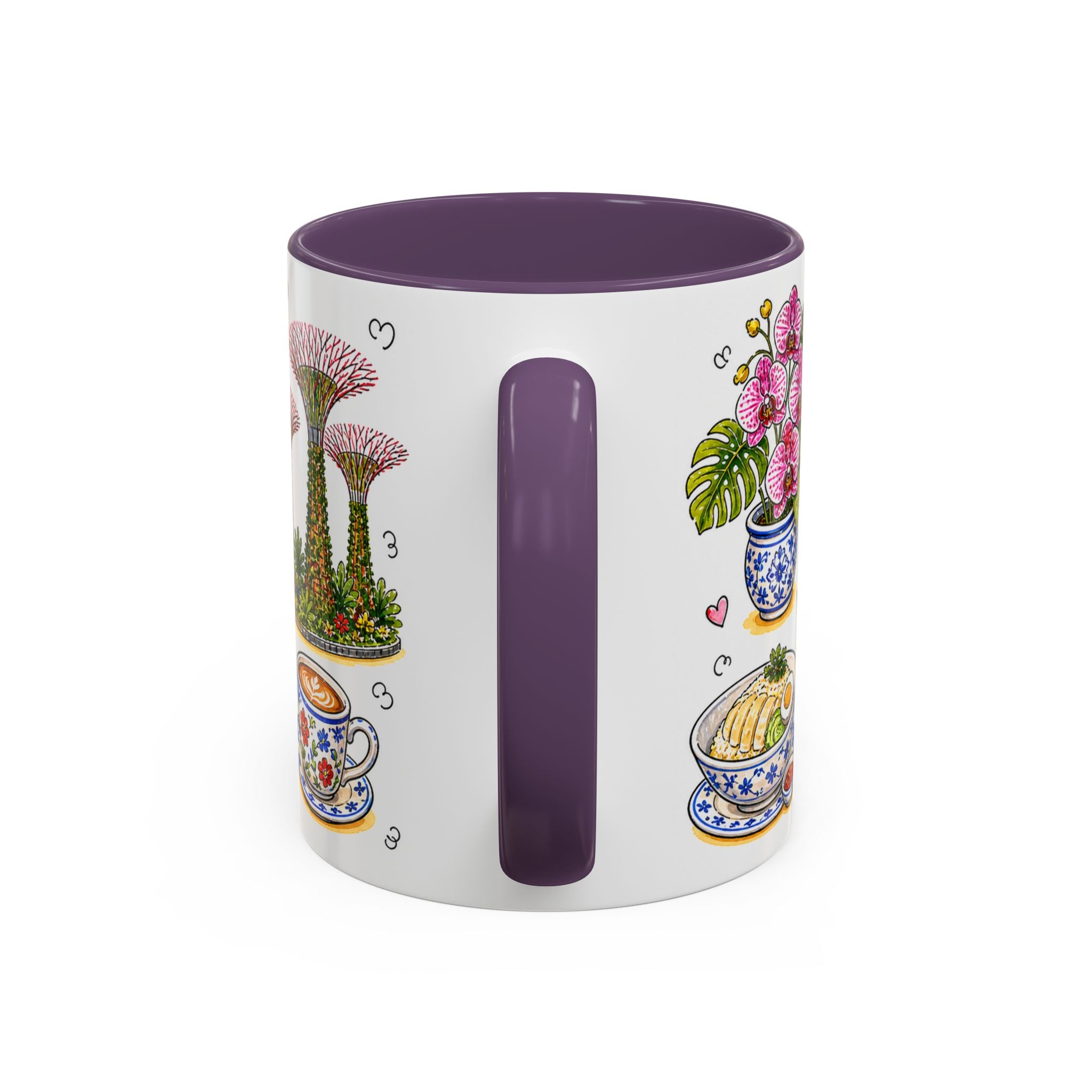Singapore Illustrated Travel Mug | City Souvenir Accent Coffee Mug | 11oz 15oz Ceramic Cup