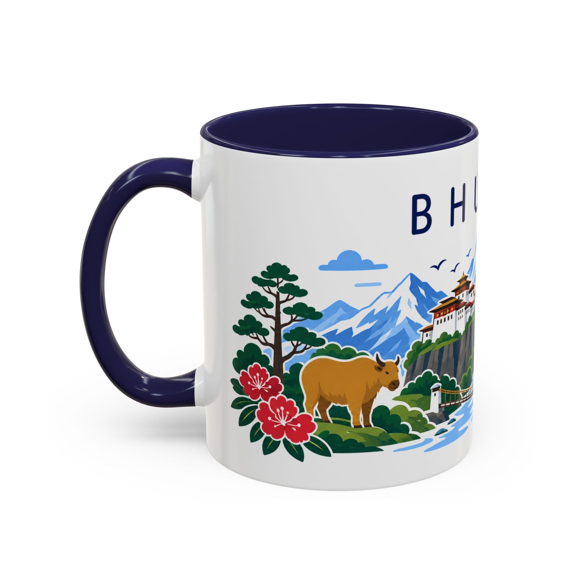 Bhutan Coffee Mug | Travel Souvenir Accent Mug | Country Gift Ceramic Cup 11oz 15oz