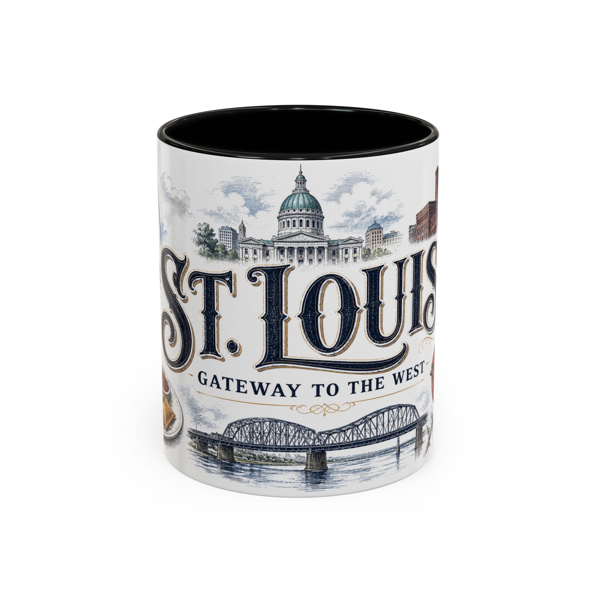 St Louis Coffee Mug | United States Travel Souvenir | Vintage Illustrated City Gift | 11 oz 15 oz Accent Mug