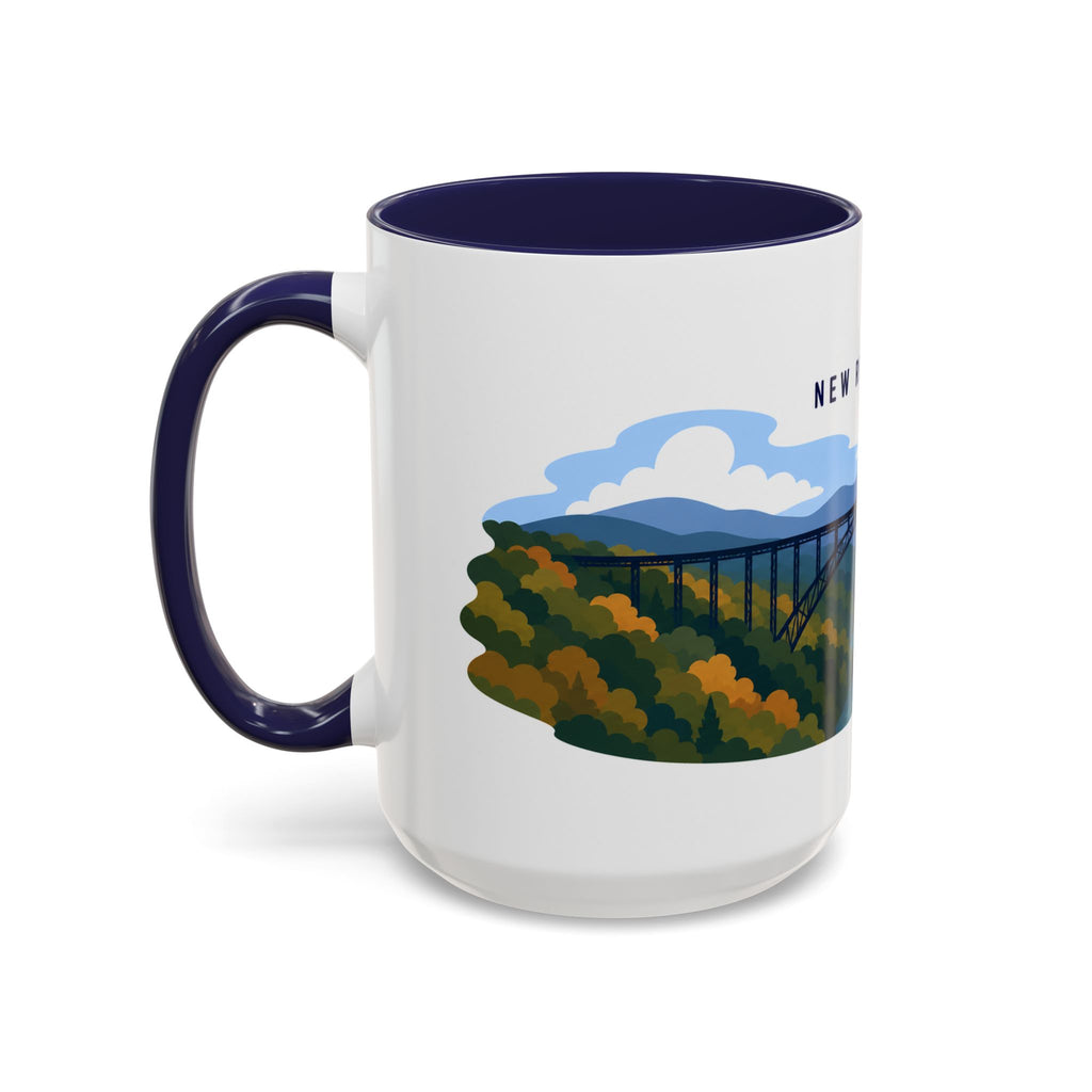 New River Gorge National Park and Preserve Coffee Mug | Solid Color Block Park Souvenir | 11oz 15oz Accent Mug