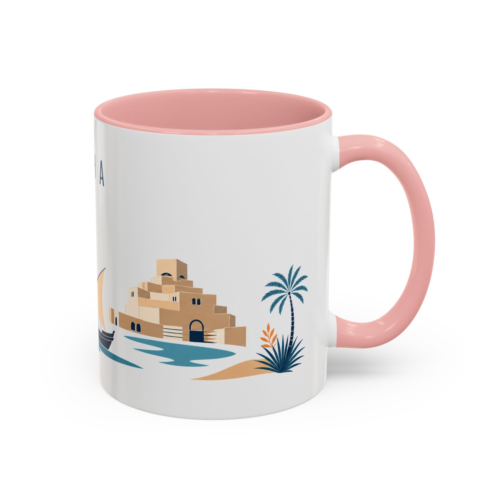 Doha Coffee Mug | Qatar Travel Souvenir | Porcelain Decal City Gift | 11oz 15oz Accent Mug