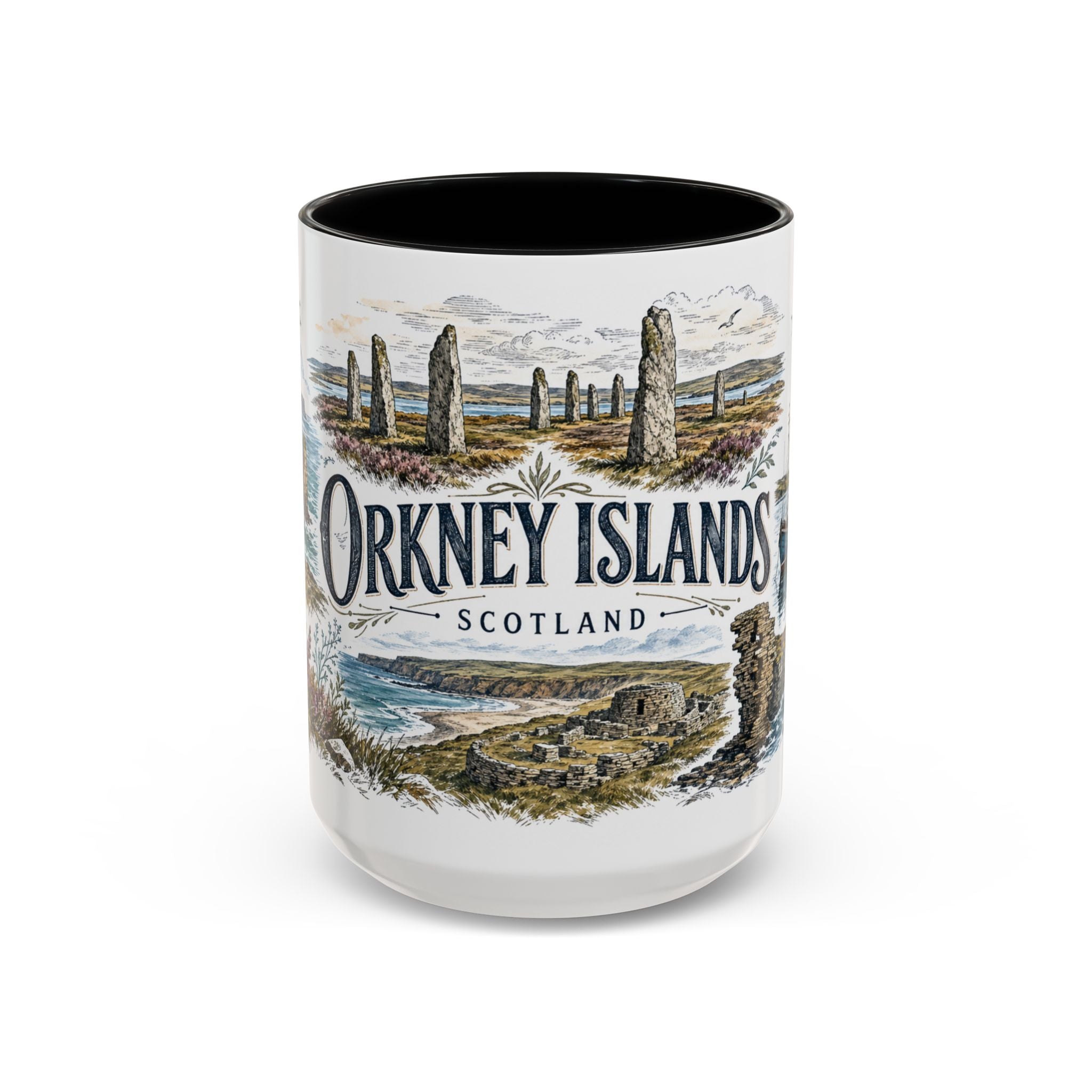 Orkney Islands Mug, Scotland Travel Souvenir, Bucket List Gift, Accent Ceramic Coffee Mug 11oz 15oz