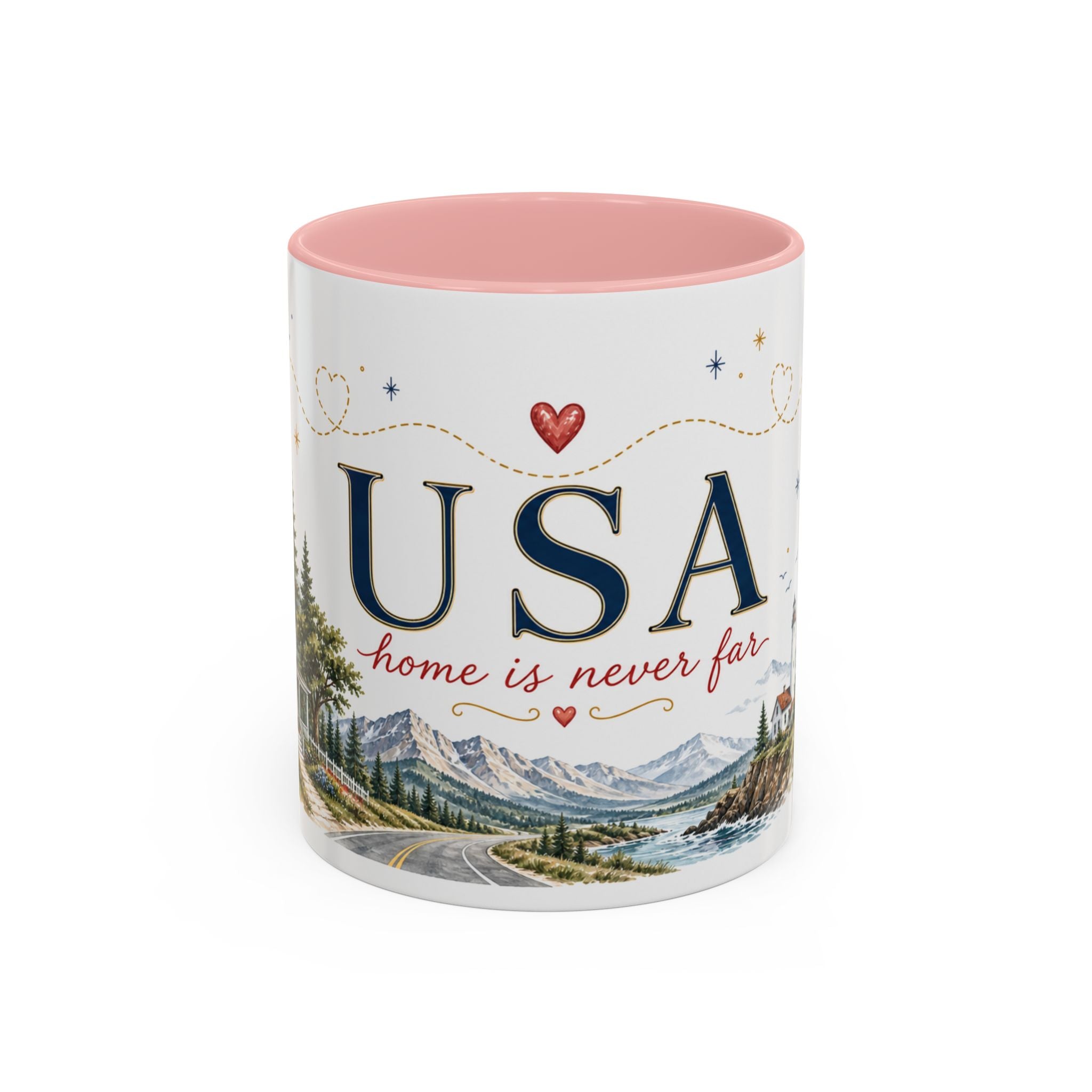 USA Home Country Mug | Moving Away Gift | Long Distance Friendship | 11 oz 15 oz Accent Mug