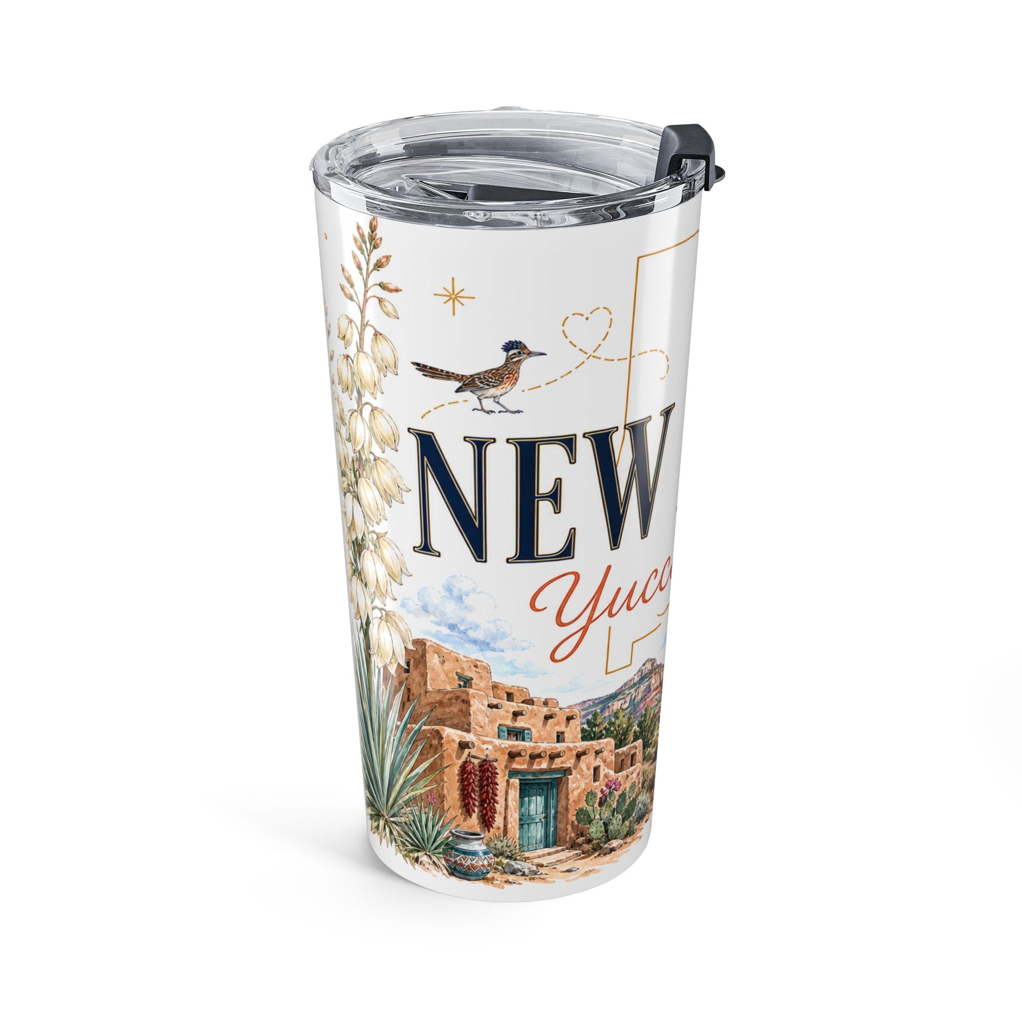New Mexico State Flower 20oz Tumbler | Yucca Flower Botanical State Flower Gift | Insulated Stainless Steel Travel Cup