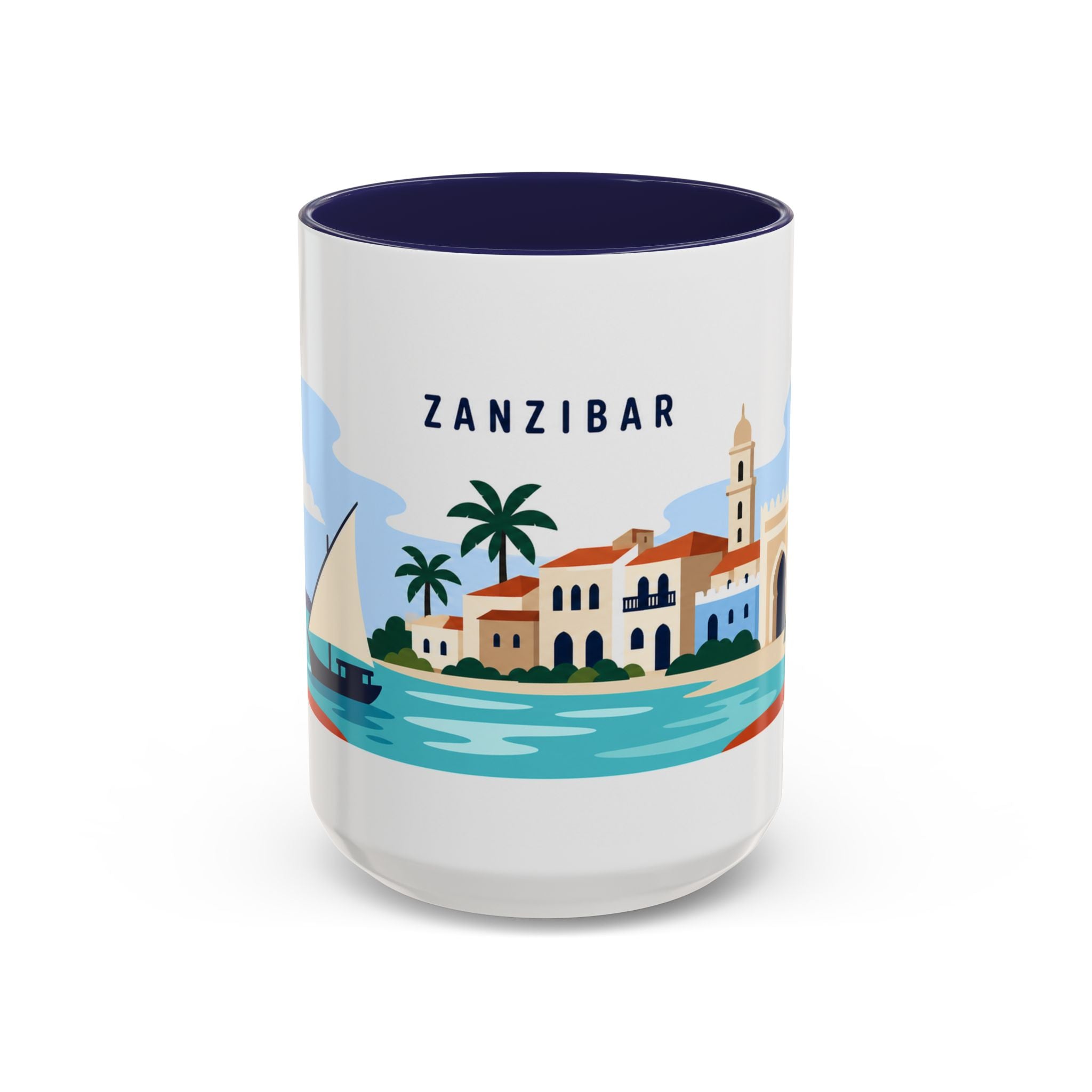 Zanzibar Coffee Mug | Travel Destination Souvenir Gift | Accent Color Ceramic 11oz 15oz