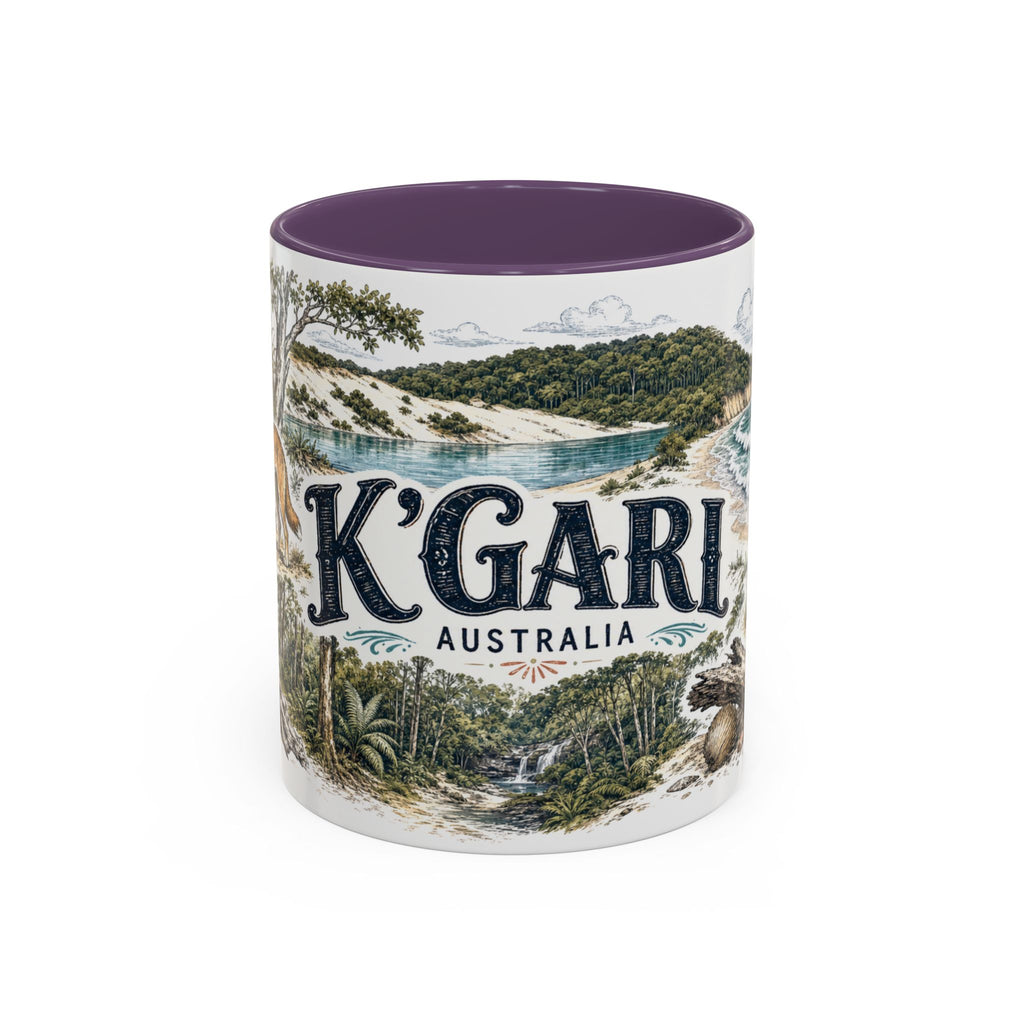 K'gari Mug, Australia Travel Souvenir, Bucket List Gift, Accent Ceramic Coffee Mug 11oz 15oz
