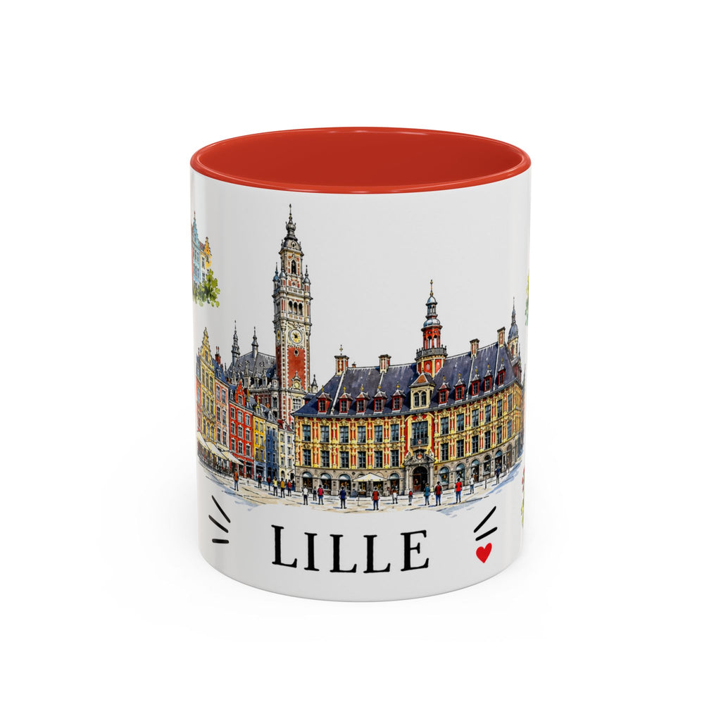 Lille Illustrated Travel Mug | City Souvenir Accent Coffee Mug | 11oz 15oz Ceramic Cup