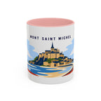 Mont Saint Michel Coffee Mug | Travel Destination Souvenir Gift | Accent Color Ceramic 11oz 15oz