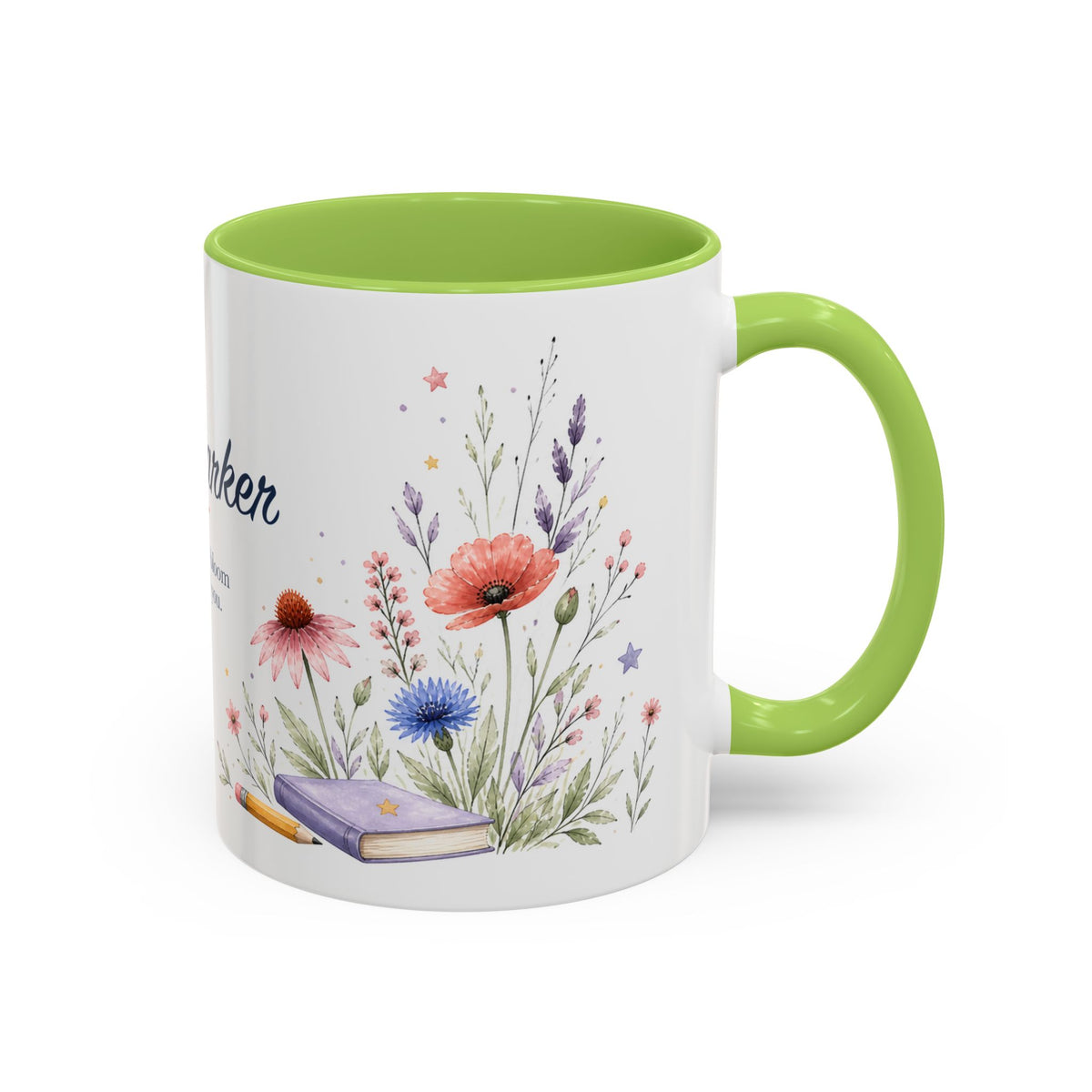 Personalized Kindergarten Teacher Mug | Custom Name Wildflower Rainbow Cup | Back to School Gift