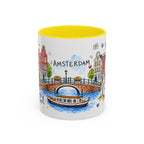 Amsterdam Travel Mug | European City Souvenir Accent Coffee Mug | 11oz 15oz Ceramic Cup