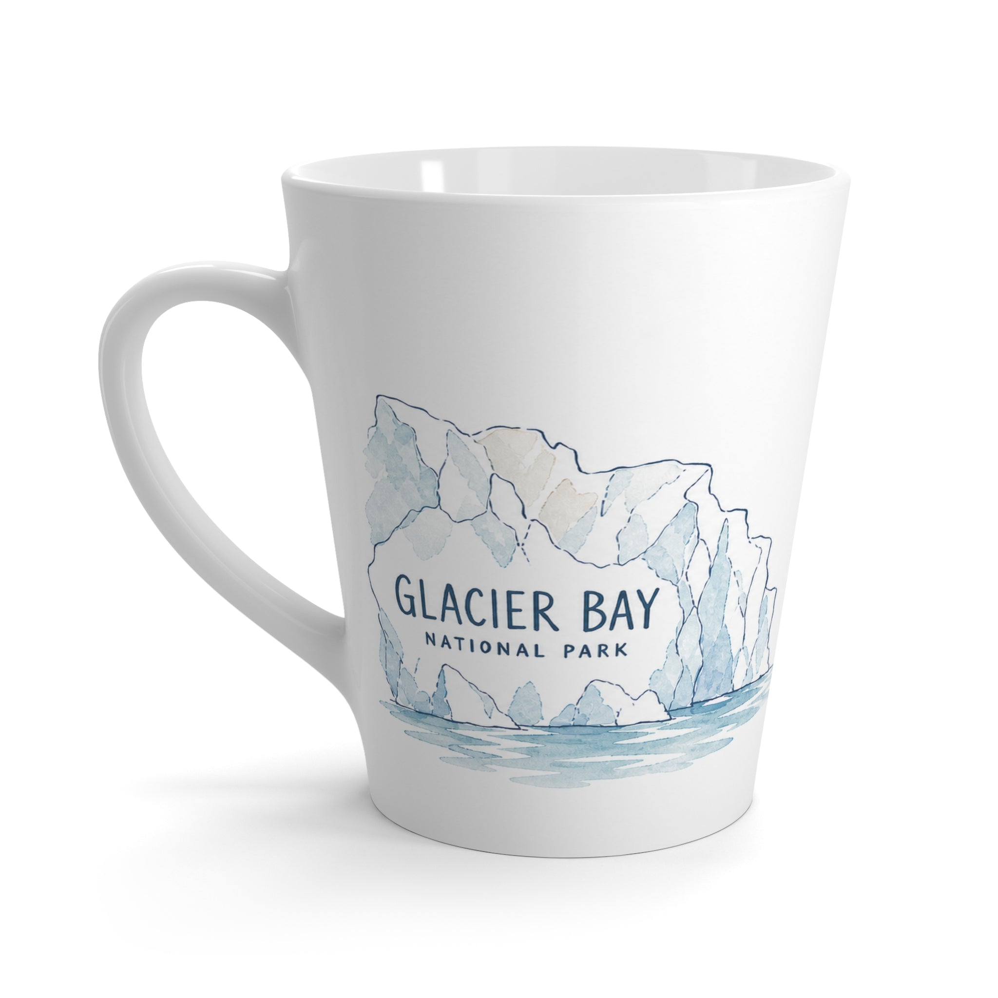 Glacier Bay National Park Latte Mug | Pastel Watercolor Nature Coffee Cup | 12 oz Travel Souvenir Gift