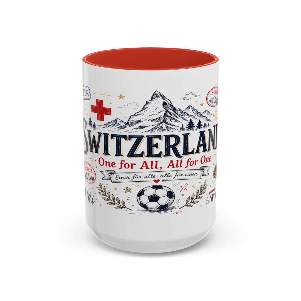 Switzerland Coffee Mug | World Cup Soccer Fan Gift | Accent Color Ceramic 11oz 15oz