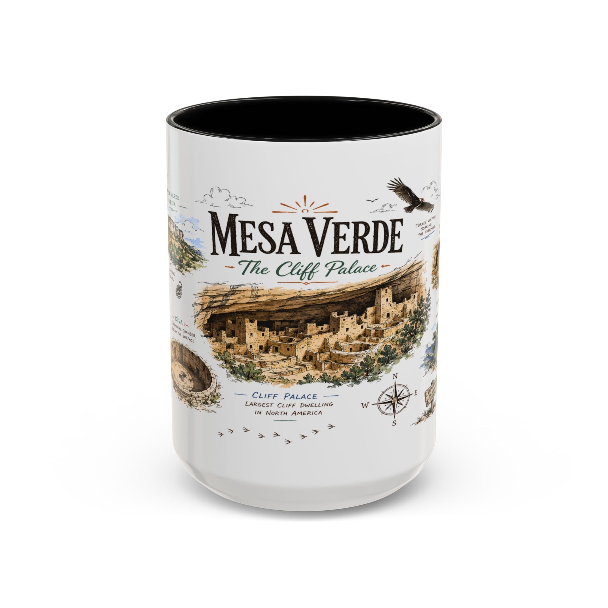 Mesa Verde National Park Coffee Mug | Colorado Ancient Cliff Dwellings Gift | Accent Color Ceramic 11oz 15oz