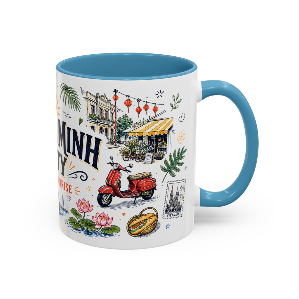 Ho Chi Minh City Coffee Mug | Vietnam Souvenir Travel Gift | Accent Color Ceramic 11oz 15oz