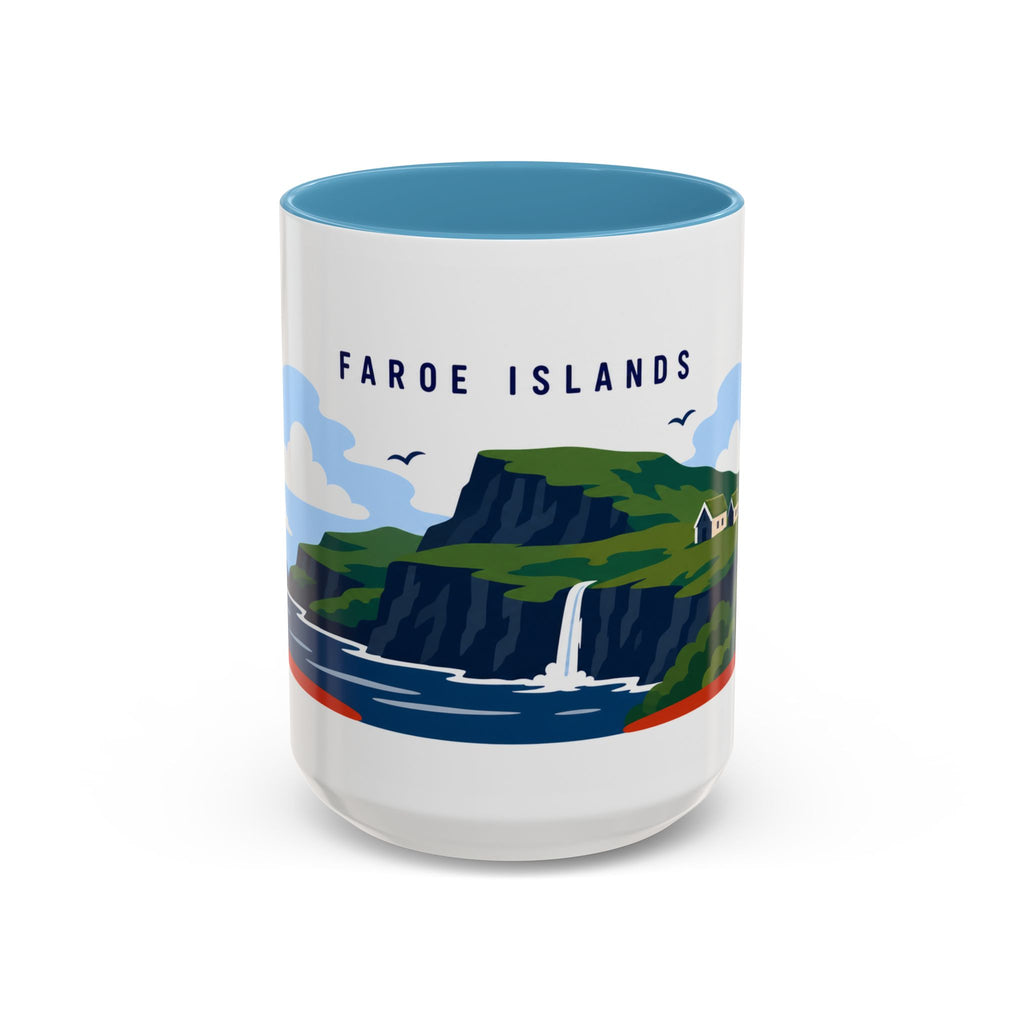 Faroe Islands Coffee Mug | Travel Destination Souvenir Gift | Accent Color Ceramic 11oz 15oz