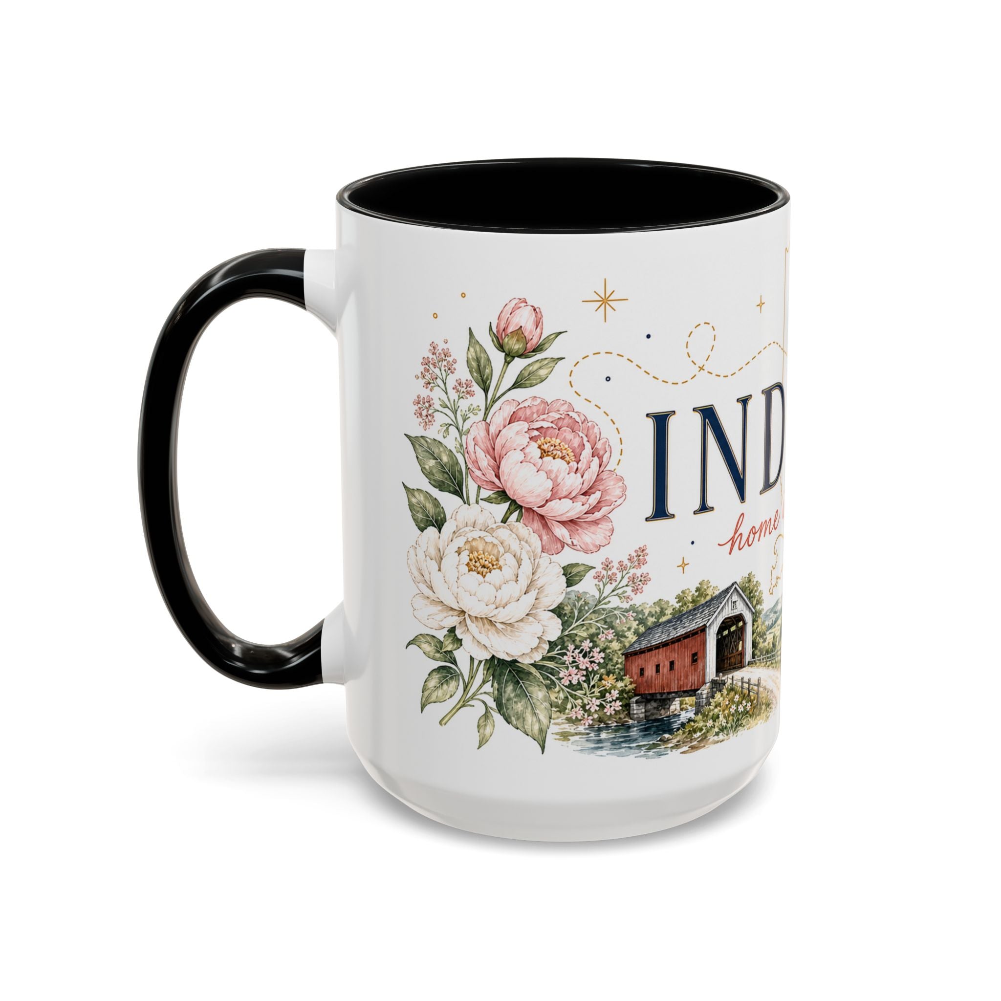 Indiana State Mug | Moving Away, Long Distance Friendship Gift | Botanical Map Accent Cup