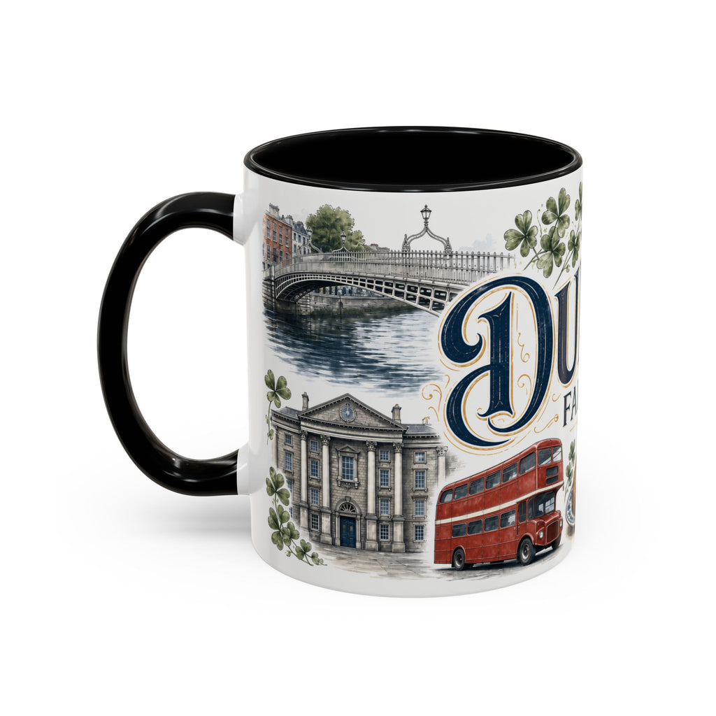 Dublin Coffee Mug | Ireland Travel Souvenir | Vintage Illustrated City Gift | 11 oz 15 oz Accent Mug