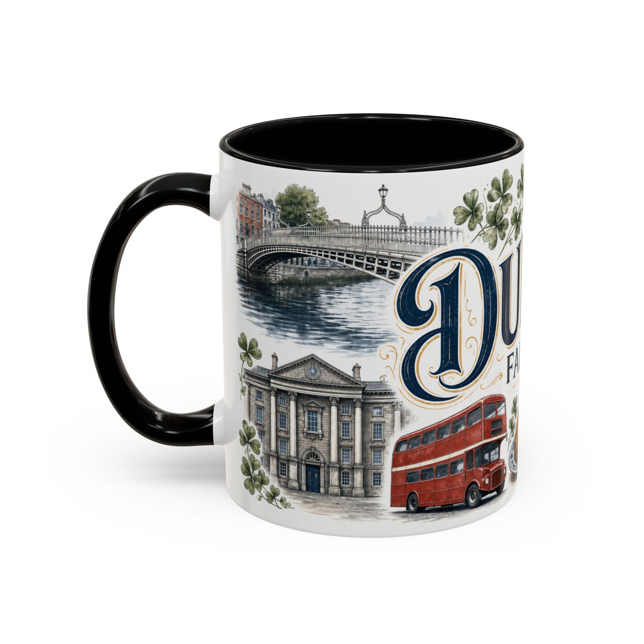 Dublin Coffee Mug | Ireland Travel Souvenir | Vintage Illustrated City Gift | 11 oz 15 oz Accent Mug