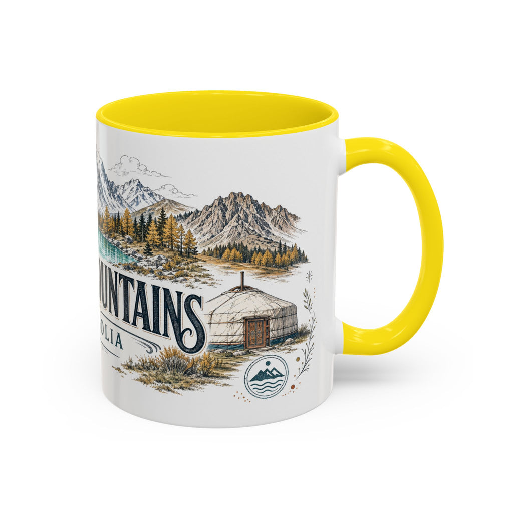 Altai Mountains Mug, Mongolia Travel Souvenir, Bucket List Gift, Accent Ceramic Coffee Mug 11oz 15oz