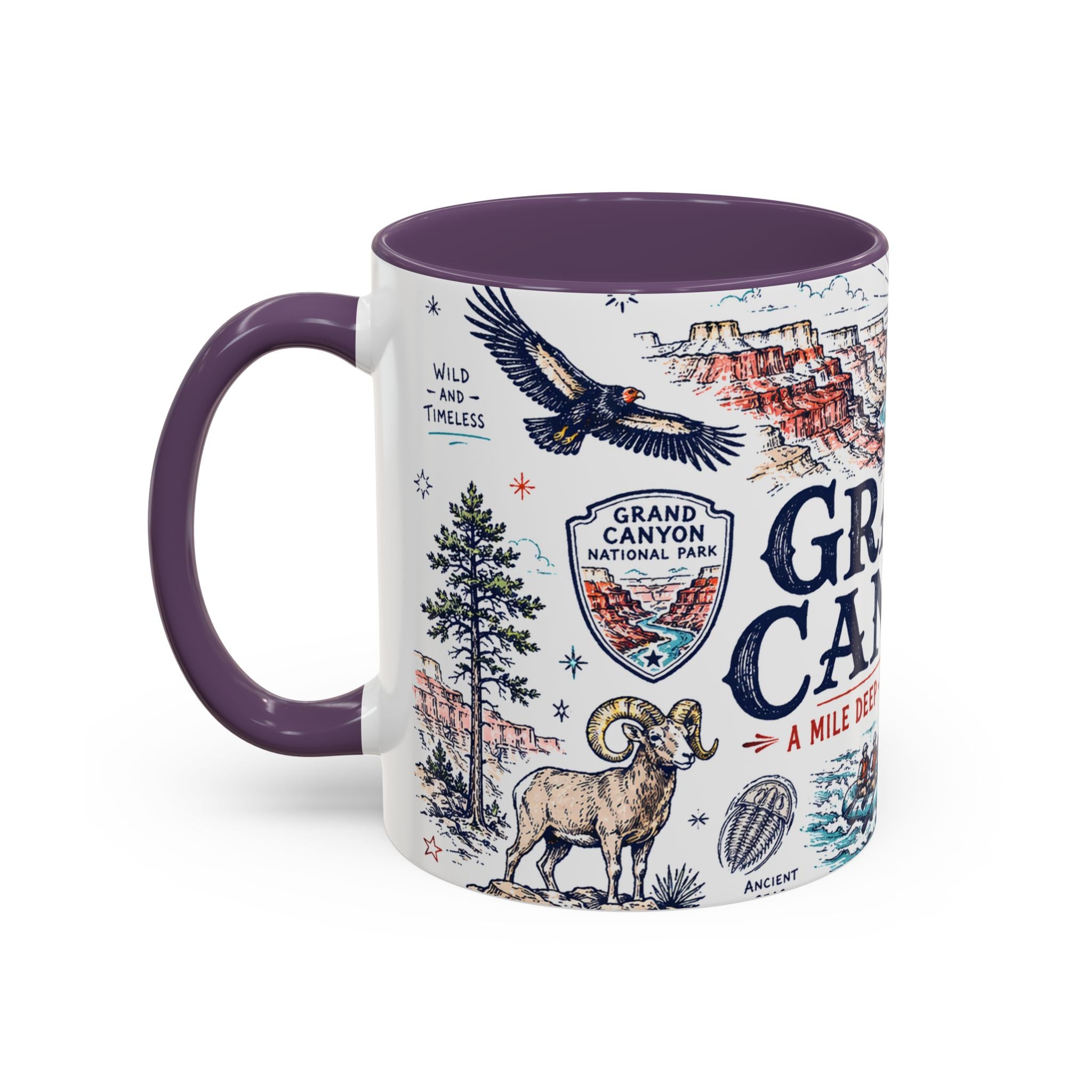 Grand Canyon National Park Coffee Mug | Hiking Camping Nature Gift | Accent Color Ceramic 11oz 15oz