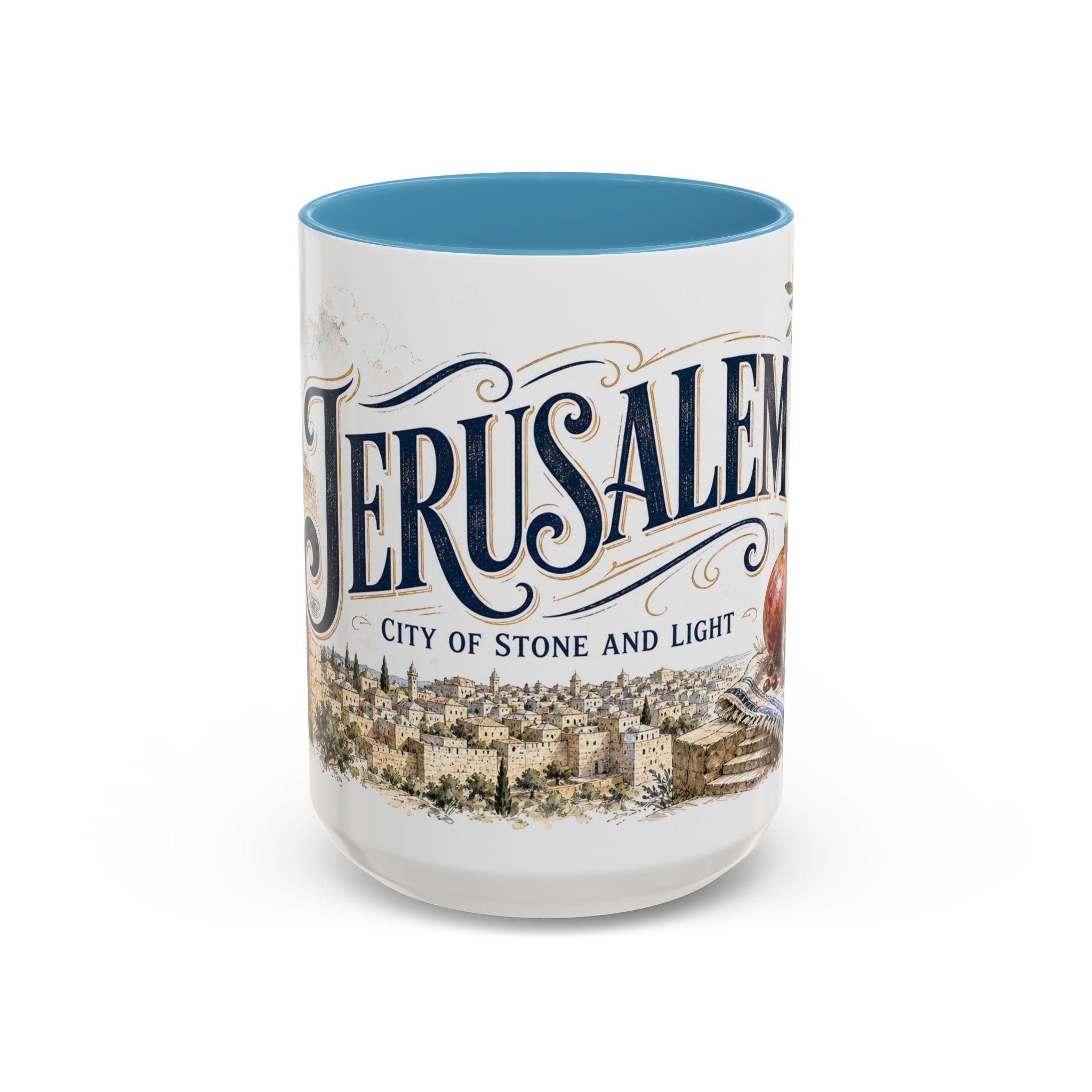 Jerusalem Coffee Mug | Jerusalem region Travel Souvenir | Vintage Illustrated City Gift | 11 oz 15 oz Accent Mug