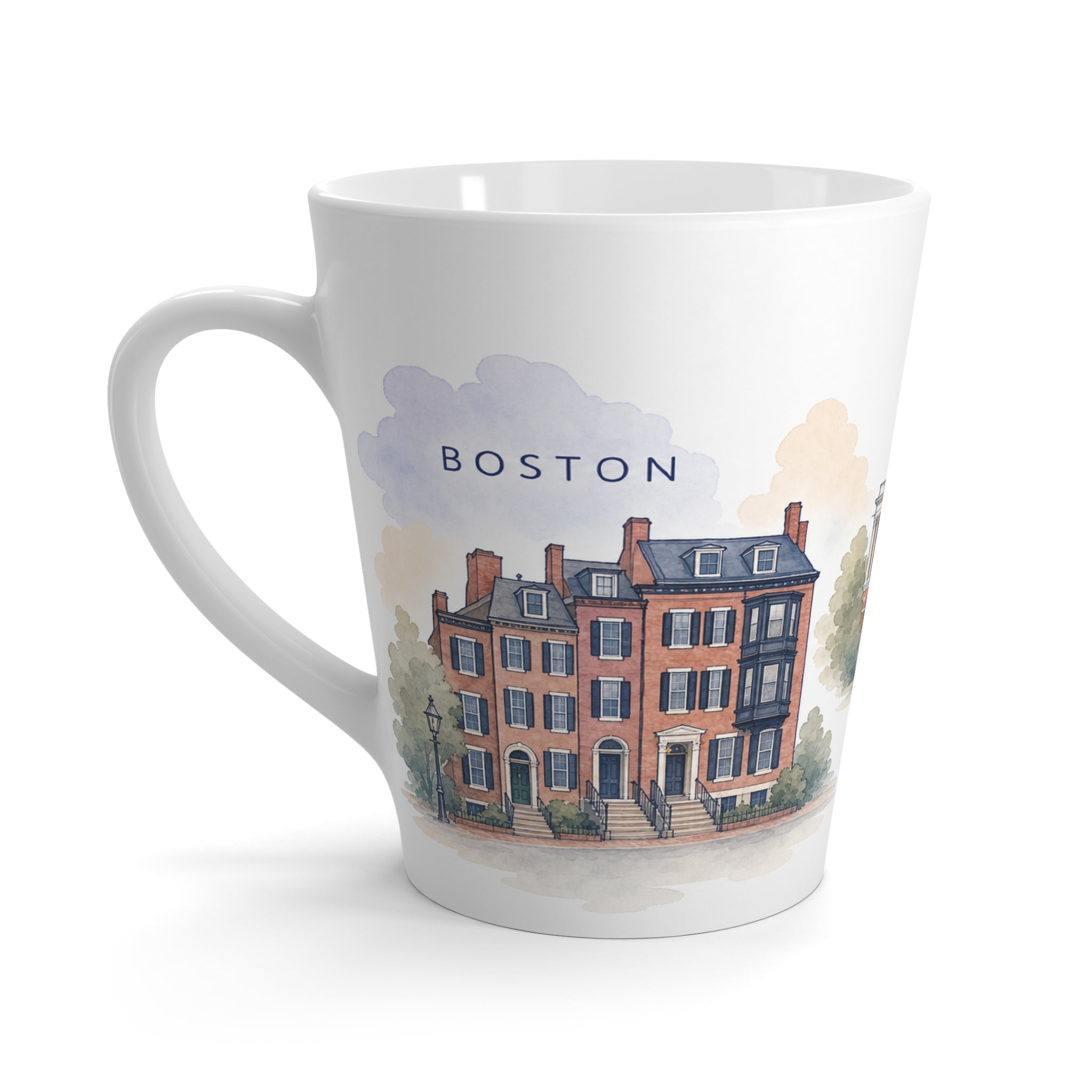 Boston Latte Mug | Watercolor City Travel Mug | 12 oz Ceramic Souvenir Gift