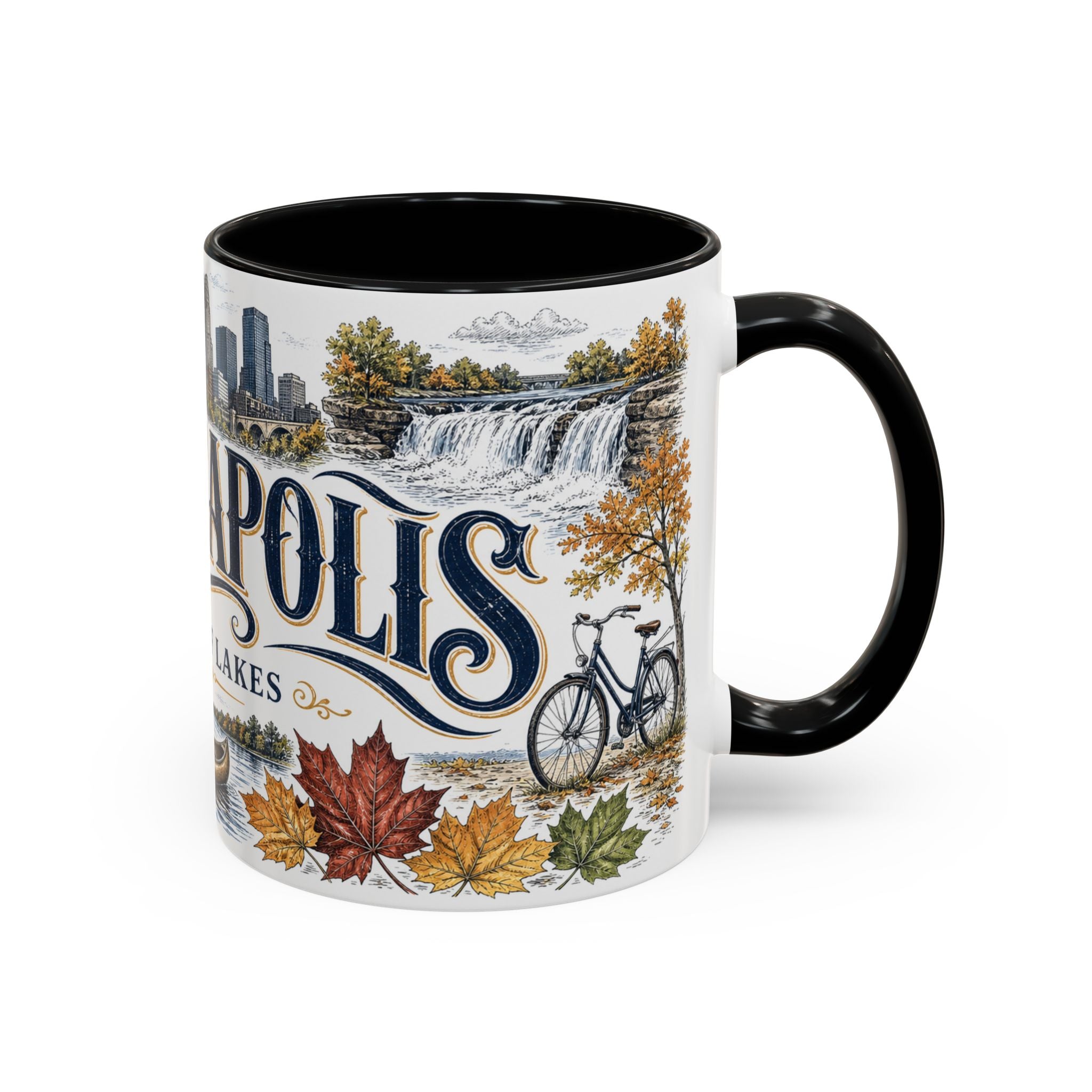 Minneapolis Coffee Mug | United States Travel Souvenir | Vintage Illustrated City Gift | 11 oz 15 oz Accent Mug